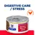 Hill's Prescription Diet tin with label text 'digestive / fibre care stress', large text above reads 'DIGESTIVE CARE / STRESS', orange chicken icon visible Hill's Prescription Diet tin with label text 'digestive / fibre care stress', large text above reads 'DIGESTIVE CARE / STRESS', orange chicken icon visible