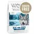 Wolf of Wilderness Blue River Mini Kibbles, 1 kg, 100% grain-free recipe, carne di pollo fresco con salmone, frutti di bosco selvatiche, radici ed erbe. Scritta GRAIN FREE in evidenza.