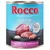 Консерва Rocco Junior, 800 г. Видны куски индейки, телячьи сердца и рис. Надписи: Supports healthy growth, calcium, Turkey with veal hearts & rice.