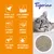 Tigerino Premium kattenbakvulling. Tekst in het Engels: natural clay of bentonite, ultra absorbent & efficient, extremely low-dust, immediate clumping, fast odour control, with almond milk and honey scent.