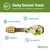 Daily dental treat made with all-natural ingredients. Features include grain-free recipe, vegetarian, hypoallergenic, and raw-hide free as shown in the image.