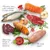 70% carne, pesce e altri componenti di origine animale; 30% frutta, verdura ed erbette aromatiche; 0% cereali aggiunti. Testo in italiano sull'immagine.