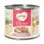 Feringa Classic Adult, dinde avec saumon, courgette et cresson, 70 % ingrédients animaux sélectionnés, sans céréales. Image d’un chat et des morceaux de viande sur la boîte.