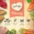 Feringa Vitality. Z widocznym tekstem: With fresh meat and fish, Grain-free recipe, With prebiotics, With Taurine. Obok ilustracje mięsa, ryby, ziemniaków, brokułów, groszku i marchewek.