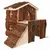 Two-storey wooden pet house with bark exterior, ramp leading to upper level, arched entrances and round windows on both floors. Two-storey wooden pet house with bark exterior, ramp leading to upper level, arched entrances and round windows on both floors.