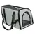 Transport bag made of grey fabric with black carrying straps and mesh windows for ventilation. Front with zip opening.