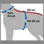 Schéma de mesures sur un chien : tour de cou max. 64 cm, longueur du dos 60 cm, tour de poitrail 66–82 cm.