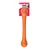 KONG Squid Stick, orange dog toy with squeaker. Packaging displays product name and image of a woman with dog.