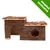 Wooden pet house with two entrances and a flat roof, shown with a green corner label stating 'zooplus exclusive'.