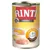 RINTI Sensible koiran märkäruoka, teksti: 100 % Huhn im Fleischanteil, Nr. 1 tierisches Protein, Kartoffel, glutenfrei, Für empfindliche Hunde. Kananlihaa ja perunaa kuvassa.
