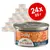 24 консерви по 85 г Almo Nature Daily за котки, етикет с изображение на котка и текст: Adult Cat, Grain Free, Con Trota, Mit Forelle, Avec Truite.