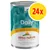 Confezione da 24x Almo Nature Daily, alimento per cani adulti con pollo. Testo visibile: 'con pollo', 'Daily', 'almo nature', 'owned by the animals'.
