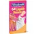 Vitakraft Cat Liquid-Snack, 6 броя. Изображение на котка, която ближе течен снак от опаковка. Видими са надписи: „калориенарм, ohne Farb & Konservierungsstoffe“ и икона с пиле.