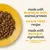 Dry food with minimum 80% animal protein, grain free recipe, made with natural ingredients and added vitamins and minerals.