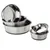 Hunter stainless steel bowls in various sizes, stackable with non-slip base.