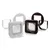 Chatières carrées SureFlap en plastique blanc et noir avec cadres de montage assortis, vue du produit et accessoires visibles.