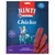 Bolsa de Rinti Extra Chicko, 170 g. Texto visible: 100% Schinken, knackige Schinkenstreifen, neu verbesserter Geschmack. Imagen de tiras de jamón y dibujo de perro.