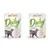 Twee zakjes Almo Nature Daily Adult Cat natvoer, varianten met tonijn & zalm en kip & zalm. Op de verpakking: 'Natural Ingredients', afbeelding van een kat, tekst in meerdere talen.