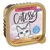 Barquette Catessy Fine Paté, veau et volaille, 100 g. Texte visible : Yummmmeow!, Oh, so smoooth!, No added sugar, Mit Kalb & Geflügel. Illustration de chat sur l’emballage.