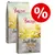 Две упаковки Purizon Single Meat Chicken with Camomile Blossoms 6,5 кг, надпись: 70 % – 30 % – 0 %, изображение собаки, красный знак процента для акции