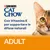 Purina Cat Chow. Con Vitamina E per supportare le difese naturali. ADULT. Immagine di un gatto a destra.