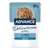 ADVANCE Delicatessen in Sauce mit Thunfisch, 85g, für ausgewachsene Katzen. Produktabbildung zeigt Stücke in Sauce.