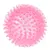 Balle rose en plastique souple avec picots visibles sur toute la surface, sans marque apparente.