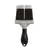 Silver and black grooming brush with ergonomic handle and flexible bristles for pet care.