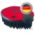 Brosse en plastique rouge et noir en forme de coccinelle, texte visible : Fabriqué en Allemagne sur un badge rond avec drapeau allemand. Brosse en plastique rouge et noir en forme de coccinelle, texte visible : Fabriqué en Allemagne sur un badge rond avec drapeau allemand.