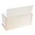 Caja de madera de forma rectangular, con orificio lateral redondo y inserto de plexiglás. Adecuada para almacenamiento o como accesorio.