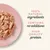 Product features: 100% natural ingredients, contains no additives, high quality protein. Image shows food on a plate next to these claims.