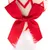 Juguete con lazo rojo y detalle de pluma blanca, apto para fines decorativos o lúdicos.