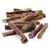 Several dried meat sticks arranged on a white background, showing their natural texture and varying lengths.