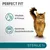 Текст на немецком: PERFECT FIT, Vitalität & Fitness, Optimale Gewichtskontrolle, STERILE 1+. Изображение кошки справа.