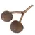 Toy made of natural wood with two coconuts, screw attachment visible at the end of the wooden stem.