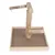 Wooden perch stand with three natural branches and a square base, designed for birds to sit or climb on. Includes metal hooks for attaching toys or accessories.