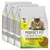 3 sacs de croquettes Perfect Fit Natural Vitality pour chat adulte 1+, poulet et dinde, 70 % de protéines d’origine animale, visuel croquettes sur l’emballage, texte en anglais visible.