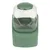 Green food dispenser with transparent lid, suitable for storing and dispensing pet food.