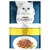 Purina Gourmet Perle с курицей. На упаковке изображены нежные кусочки мяса на тарелке и белая персидская кошка на заднем плане.
