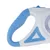 Poignée en plastique bleu et blanc avec surface antidérapante, partie d’un accessoire pour animaux. Aucun texte ou marque visible.