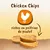 Chicken Chips, riches en poitrine de poulet. Trois chips ronds visibles devant un pictogramme de poulet blanc sur fond orange.