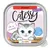Barquette Catessy Fine Paté Junior 100 g, with beef, illustration de chaton, mentions visibles : YUMMMEOW!, Oh, so smoooth!, no added sugar.