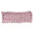 Panier rectangulaire en tissu tricoté rose, mailles épaisses visibles, sans marque apparente ni texte.