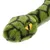 Green plush toy in snake shape with yellow eyes and black pattern.