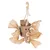 Jouet suspendu en carton, bois et corde avec éléments froissés marron clair, crochet en bois pour accrocher. Aucun texte ou marque visible.