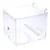 Transparent box made of plexiglass with two gold hooks on top and a white rod inside. Suitable for hanging or display.
