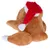 Brown plush toy shaped like a turkey with a red Christmas hat and white pompom.