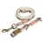 Beiges Hundehalsband und passende Leine mit Blattmuster, Metallverschluss und Lederdetails, Markenaufdruck 'Mac'.