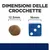 Dimensioni delle crocchette: 12,5 mm a confronto con un dado da 16 mm. Testo visibile: 'DIMENSIONI DELLE CROCCHETTE', '12.5 mm', '16 mm'.