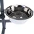 Einstellbarer Futterständer mit Edelstahl-Napf, geeignet für Hunde und Katzen. Robuste Metallhalterung mit Drehknopf zur Höhenverstellung.